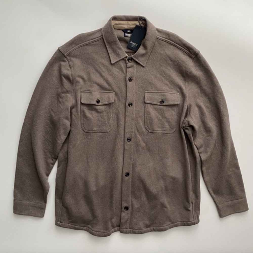Faherty Nwt Walnut Melange Inlet Button Front Knit Shirt Jacket XXL 2XL